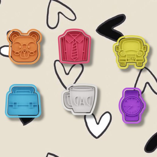 cutter cookie set dad happy day 3D model