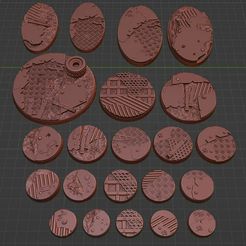 Space-Ork-25-32-40-60-90-75x42-90x53-ALL-bases-01.jpg Archivo 3D Space Ork ALL YOUR BASES ARE BELONG TO US Combo Pack pieza de terreno inspirada en wh40k・Design para impresora 3D para descargar
