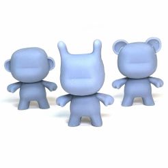 1.jpg Set of Three 3D Printable DIY Art-Toy Figures: Monkey, Rabbit, Bear | Customizable Blank Toys | Royalty-Free Design for Personal & Commercial Use