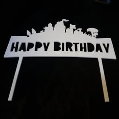 20190402_194334.jpg Free STL file Happy Birthday Fortnite cake topper・3D printing design to download