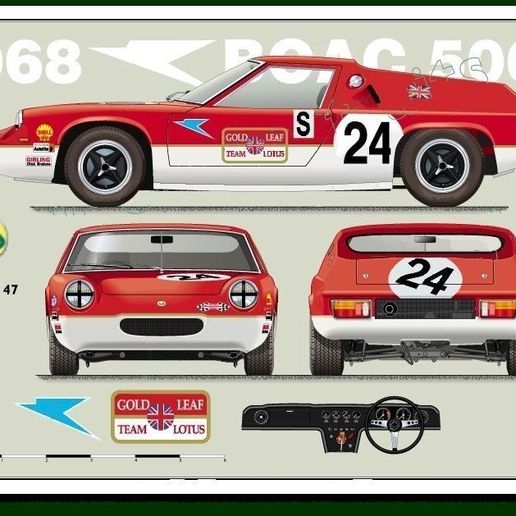 🪷 1968 LOTUS 47 GT TRANSKIT FOR 1/24 TAMIYA EUROPA・ STL File for