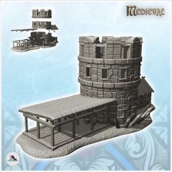 1.jpg STL file Fortified stone tower with battlements and adjoining dwelling (11) - DnD Wargaming Medieval War of the Rose Saga・3D printing template to download