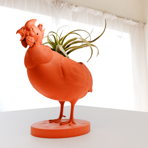 16.png guinea fowl  mouth open planter pot flower vase stl