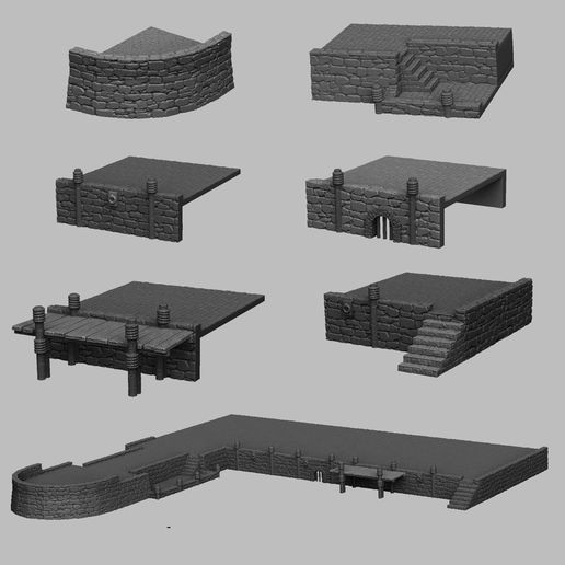 Medieval Scenery - Harbour Walls - 3D model önizlemesi