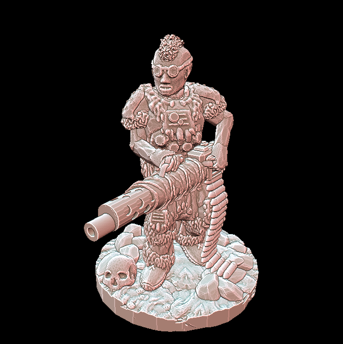 Nuclear-Winter-Tribal-Machinegunner.png STL file Nuclear Winter Tribal Machinegunner・3D printer design to download, Ellie_Valkyrie