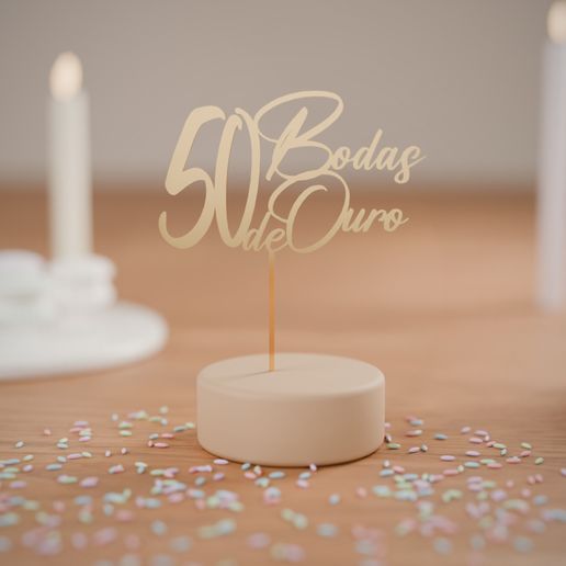 Golden Wedding Anniversary 50 Cake Topper
