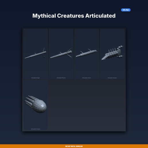Mythical Creatures Articulated Collection - 5-Model STL Bundle