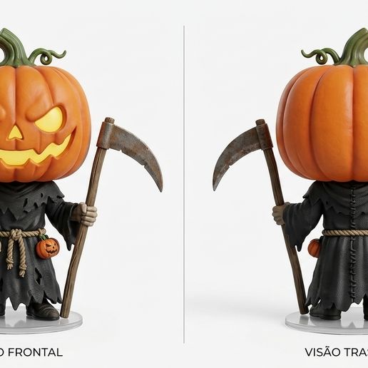 Chibi Style Collectible Mini - Halloween Jack-o'-Lantern Reaper