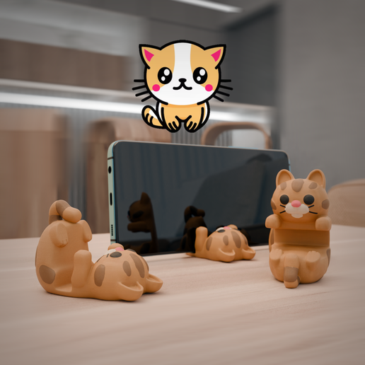🐱 Cat Phone Stand Cute!・ STL File for 3D printing・Cults