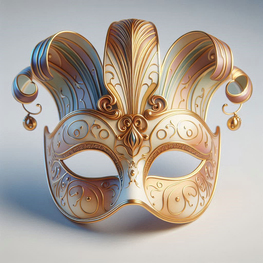 3623 Venetian Carnival Mask Color 3D Model, magic, dragon, serpent, mask, gnome, gorgon, venetian carnival, wild, fox, monster, cat, fair, witch, werewolf, horror, beast, snake, troll, skeleton, STL