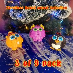 3-11.jpg Archivo STL Colección de animales redondos. Pack de 3 de 9. Castor, oveja y pingüino・Objeto para impresora 3D para descargar