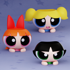 cults.png Fichier STL Porte-crayon Porte-plume Powerpuff Girls Cartoon Planter・Design pour imprimante 3D à télécharger