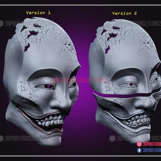 Version 2 a} as fo) a a) Le wo > Fichier 3D Masque Tokyo Ghostwire - Yaseotoko Cosplay Halloween・Plan à imprimer en 3D à télécharger, 3DPrintModelStoreSS