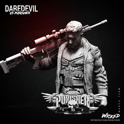 030721-Wicked-Promo-punisher-bust-01.jpg 3D file Wicked Marvel: Netflix Punisher Bust STLs ready for printing・3D printer model to download