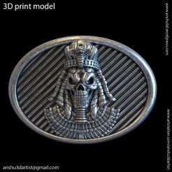 Egyptian_skull_vol1_Belt_buckle_K1(1).jpg 3D-Datei Ägyptischer Schädel vol1 Gürtelschnalle und Relief・Design zum Herunterladen und 3D-Drucken