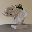 trunk-up-bust-planter-2.png Elephant trunk raised bust planter stl 3d print file