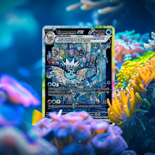 Vaporeon- Prismatic Evolutions - 3D Card STL File for 3D printingCults