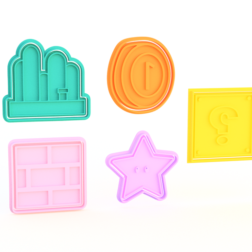 MARIO BROS accessories box coin star star star cactus pipes pipes pipes bricks bricks NINTENDO GAME COOKIE CUTTER CUTTING MOLD COOKIE CALLETITAS 3D model