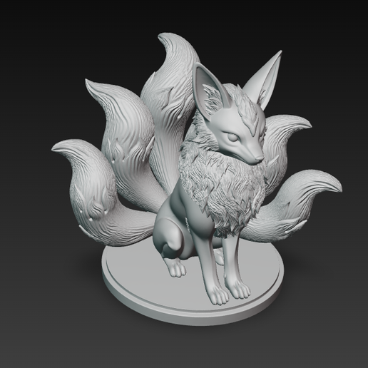 🦊 Kitsune Multi-Tailed Fox Miniature 3D Printable STL - Majestic