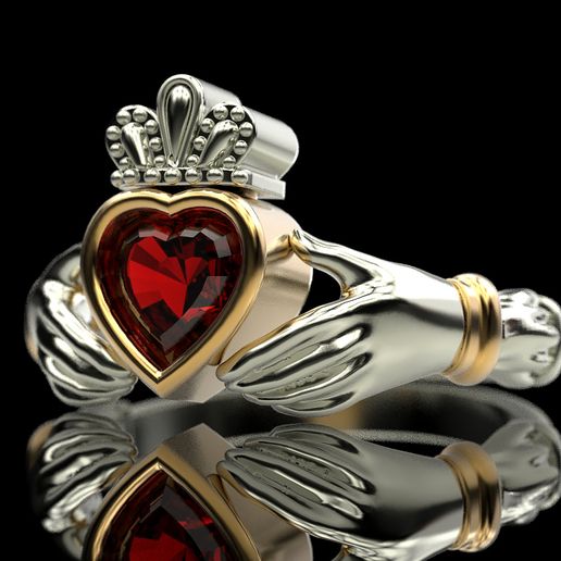 💍 Anillo Claddagh V2・Archivo STL para ・Cults