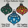 Ornaments-Pic1.jpg Stained Glass Christmas Ornaments in Silhouette and Multicolor STL Files
