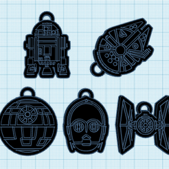 Captura-desde-2023-09-10-10-38-45.png STL file STAR WARS classic keychain collection・3D printing idea to download