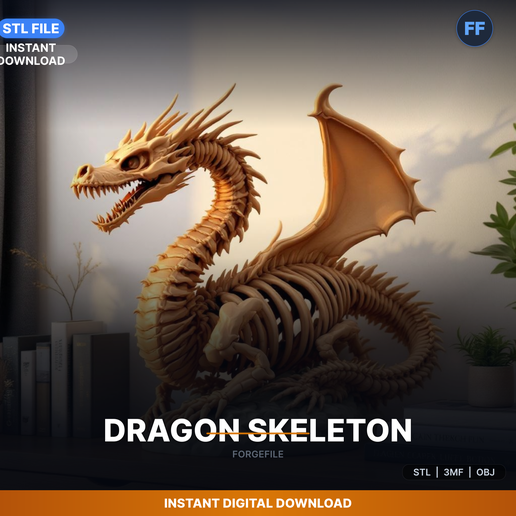 Dragon Skeleton Bones Aquarium Decoration, Ribcage Swim - 3D Printable STL File