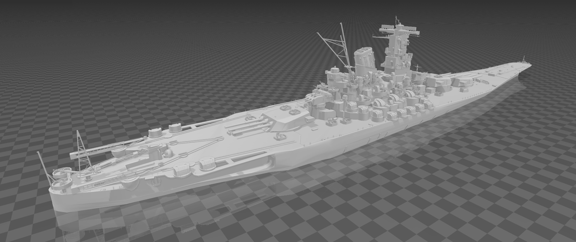 1/1200 WWII Japanese Battleship Yamato 3D Printed Gray 