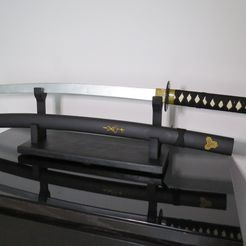 IMG_3408.JPG Free STL file Katana Sword Prop with Sword Rack・Object to download and to 3D print, lmbcruz