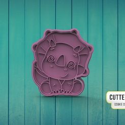 triceraptor-3.jpg Fichier STL Baby Triceratops Dinosaur Baby Cute Dinosaur Friends Cookie Cutter M3・Modèle pour imprimante 3D à télécharger