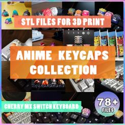 anime_keycaps_collection_cover.jpg Anime STL Keycaps Collection - 78 STL Files - 3d print - (Update June 2024), Anime keycap, cherry mx switch, mechanical keyboard