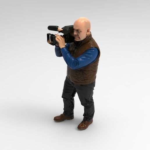 Videographer Figure with Camera 1/32 Scale - Filming Action Scene for Dioramas