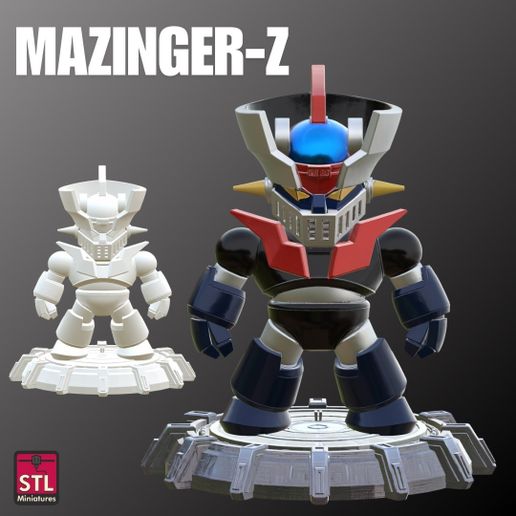 STL File – Chibi Mazinger Z with Space Base – Iconic Robot Miniature for 3D Printing