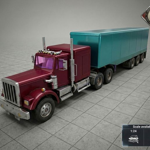 Kenworth W900 – Semi Truck with Trailer STL 3D Print Model