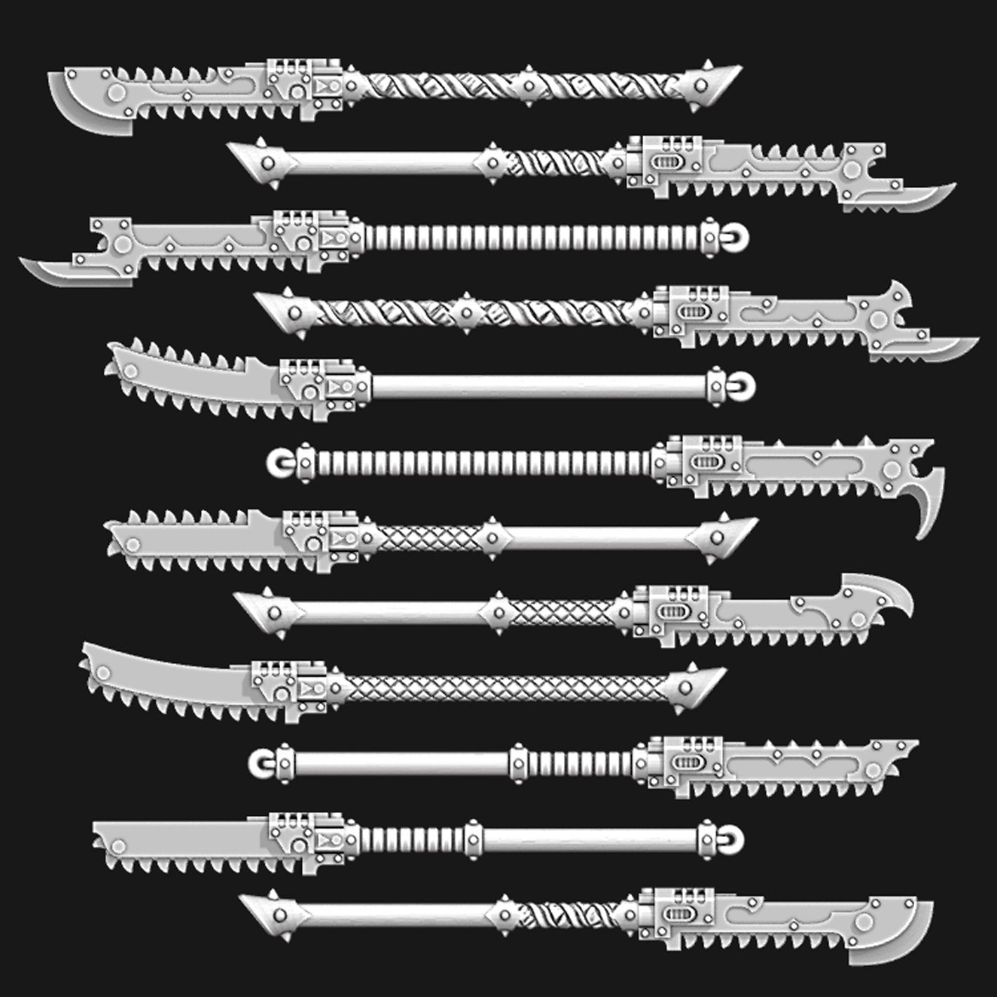 Chainglaives.jpg Archivo 3D Cuchillos y espadas dentadas・Objeto de impresión 3D para descargar, Red-warden-miniatures