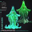 slime-queen-1.jpg Slime Queen - The Gelatinous Queen - PRESUPPORTED - Illustrated and Stats - 32mm scale