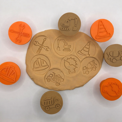 7 Construction Play Dough Stamps