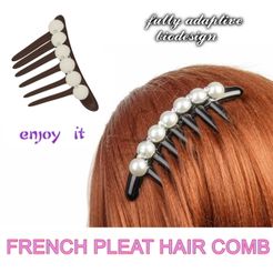 female-braid-hair-comb-08A-00.jpg FRENCH PLEAT HAIR COMB Multi purpose Female Style Braiding Tool hair styling roller braid accessories for girl headdress weaving fbh-08 3d print cnc