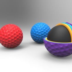 Golf_Balls_display_large.jpg Fichier STL gratuit Balle de golf - pleine et tranchée・Plan pour imprimante 3D à télécharger