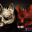 Fox_Mask_3d_print_model_04.jpg Kitsune Fox Mask - Cosplay Costume Halloween