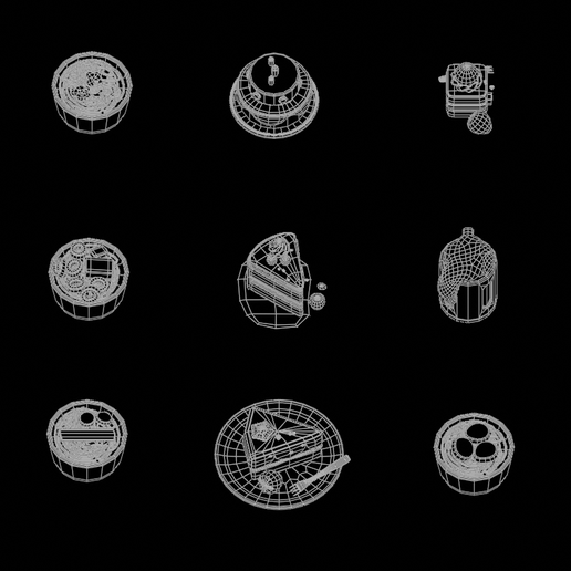 wireframe2.png Food 3D Model Pack | STL Printable Miniature Meals | Dollhouse Kitchen Props