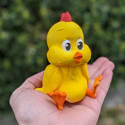 3D_Printed_Cartoon_Easter_Chick_Sitting_5.png STL-Datei Niedliches Cartoon-Osterküken Nr. 2 kostenlos・Vorlage für den 3D-Druck zum herunterladen