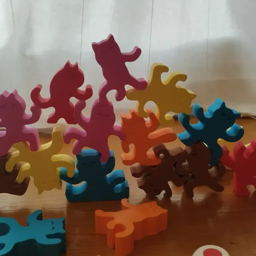 🥷 Ninja Cats Stacking Game・ 3MF File for 3D printing・Cults