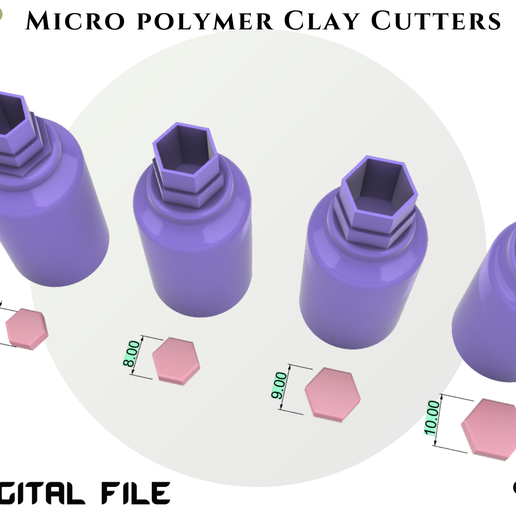 MICRO POLYMER CLAY CUTTER HEXAGON 4 SIZE/COPYRIGHTED LICENSE/EULITEC.COM 3D model