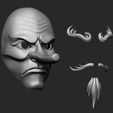 16.jpg Japanese Tengu Mask Oni Demon Mask Samurai Mask 3D print model