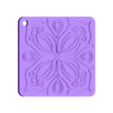 ARREDAS FOLK FEST (10).stl Ornamental Tile Keychain – Blue Floral Pattern