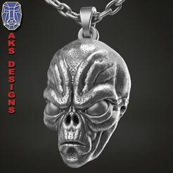 Alien_v1_pendant_a1.jpg 3D file Alien v1 Pendant jewelry・3D print design to download, AKS-Designs