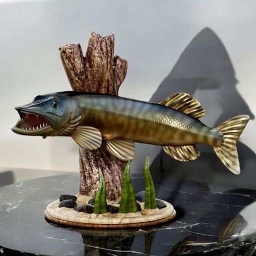 🐠 fish Northern pike / Esox lucius fish in motion sculpture