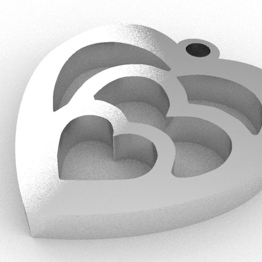 THREE HEARTS PENDANT 3D model