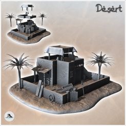 1-PREM.jpg Wüstenhaus mit Palme und niedrigen Mauern (7) - Canyon Sandy Landscape 28mm 15mm RPG DND Nomad Desertland African